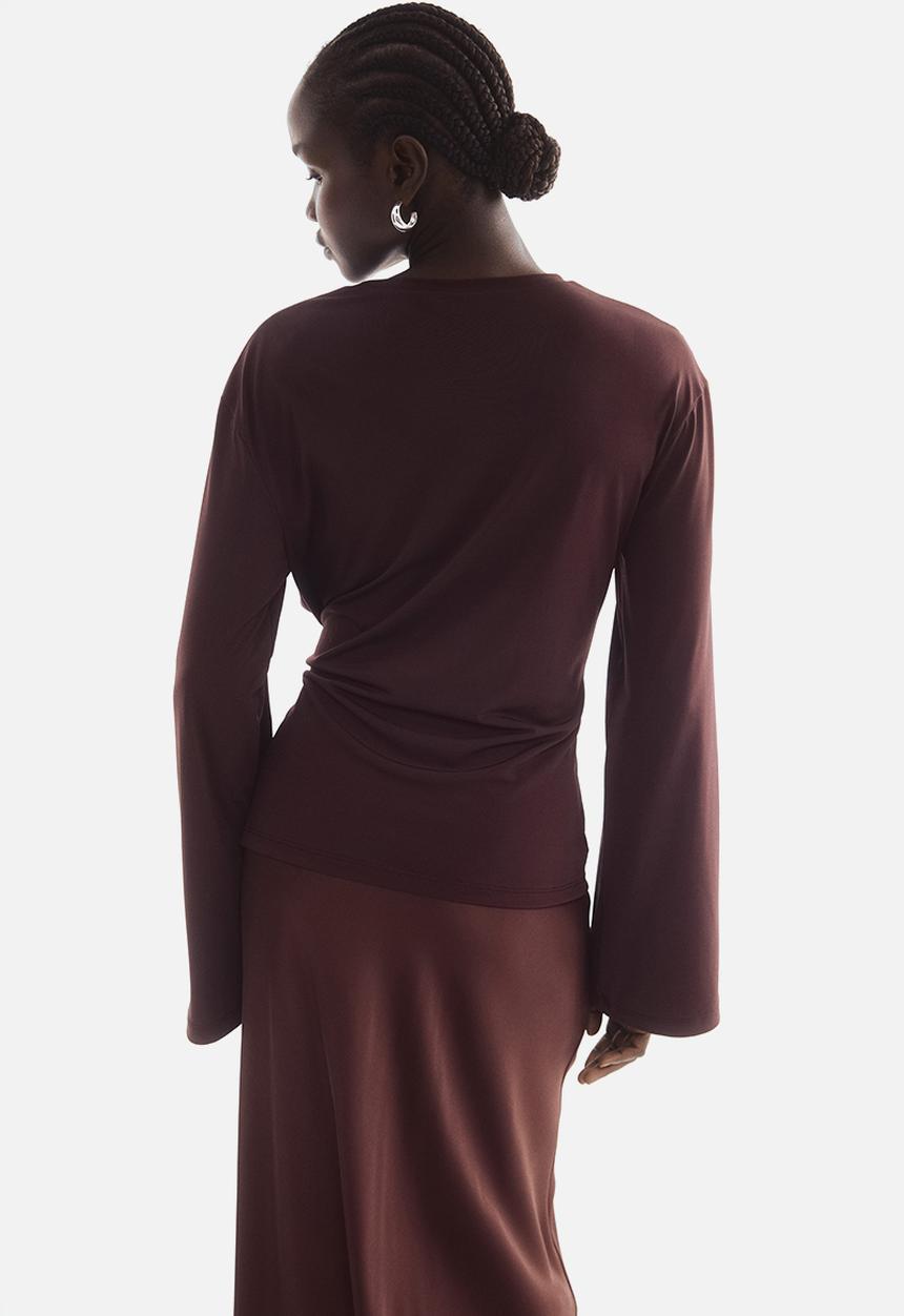 Tie-detail top - burgundy - 1310088001