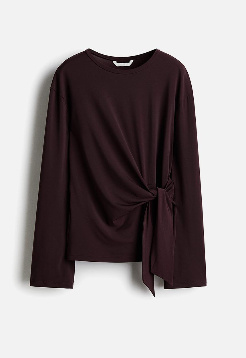 H&M - Tie-detail top - burgundy 