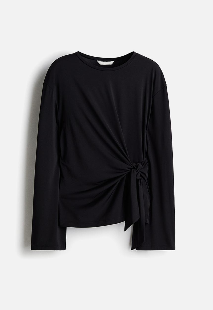 H&M - Tie-detail top - black