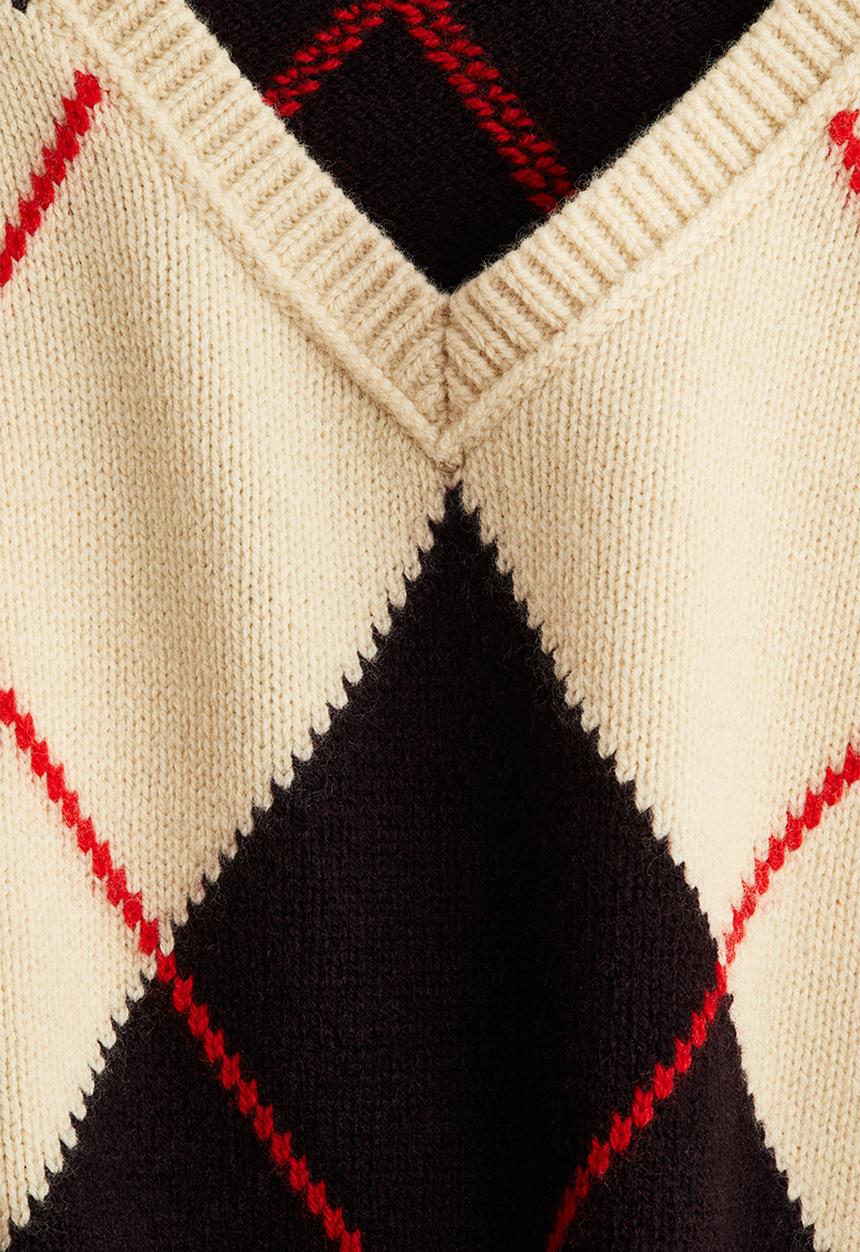H&M - Jacquard-knit wool jumper - light beige argyle pattern