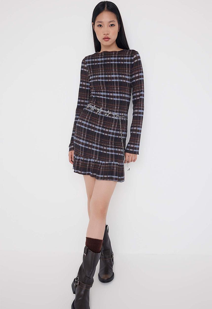 Trendyol - Bodycon Mini Knitted Dress - Brown
