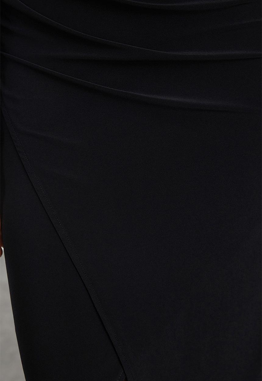 Trendyol - Draped Maxi Knitted Dress Crew Neck - Black