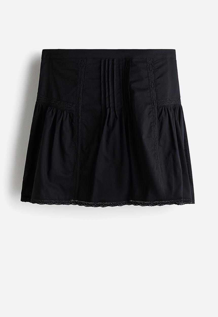 H&M - Pintucked cotton mini skirt - black
