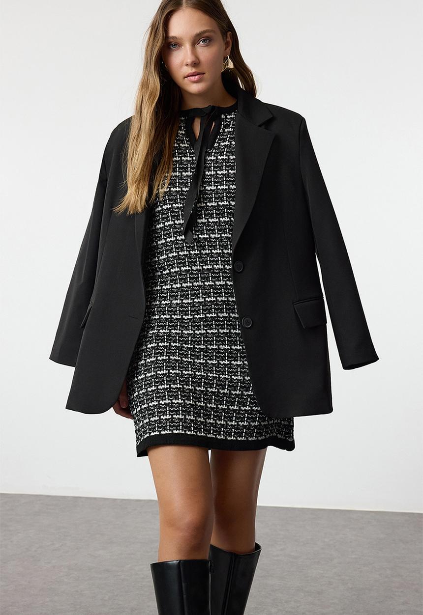 Trendyol - Textured Short / Mini Knitwear Dress - Black