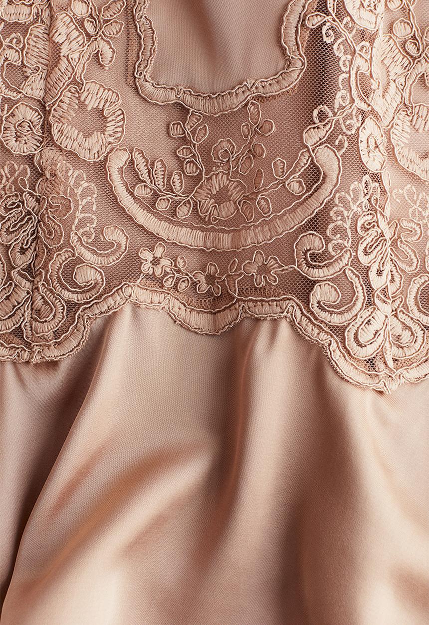 H&M - Lace-inset satin strappy top - beige