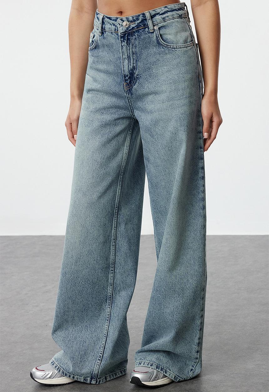 Trendyol - Wide Leg Palazzo Jeans - Blue