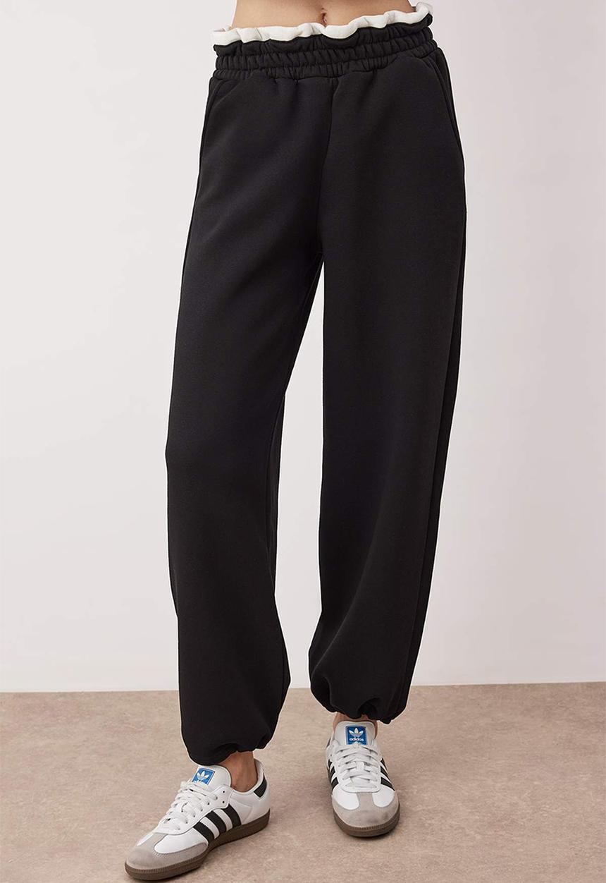 Trendyol - Waist Detailed Knitted Tracksuit Set - Black