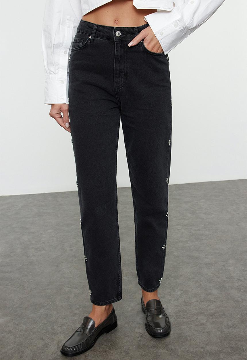 Trendyol - High Waist Mom Jeans - Black Stone