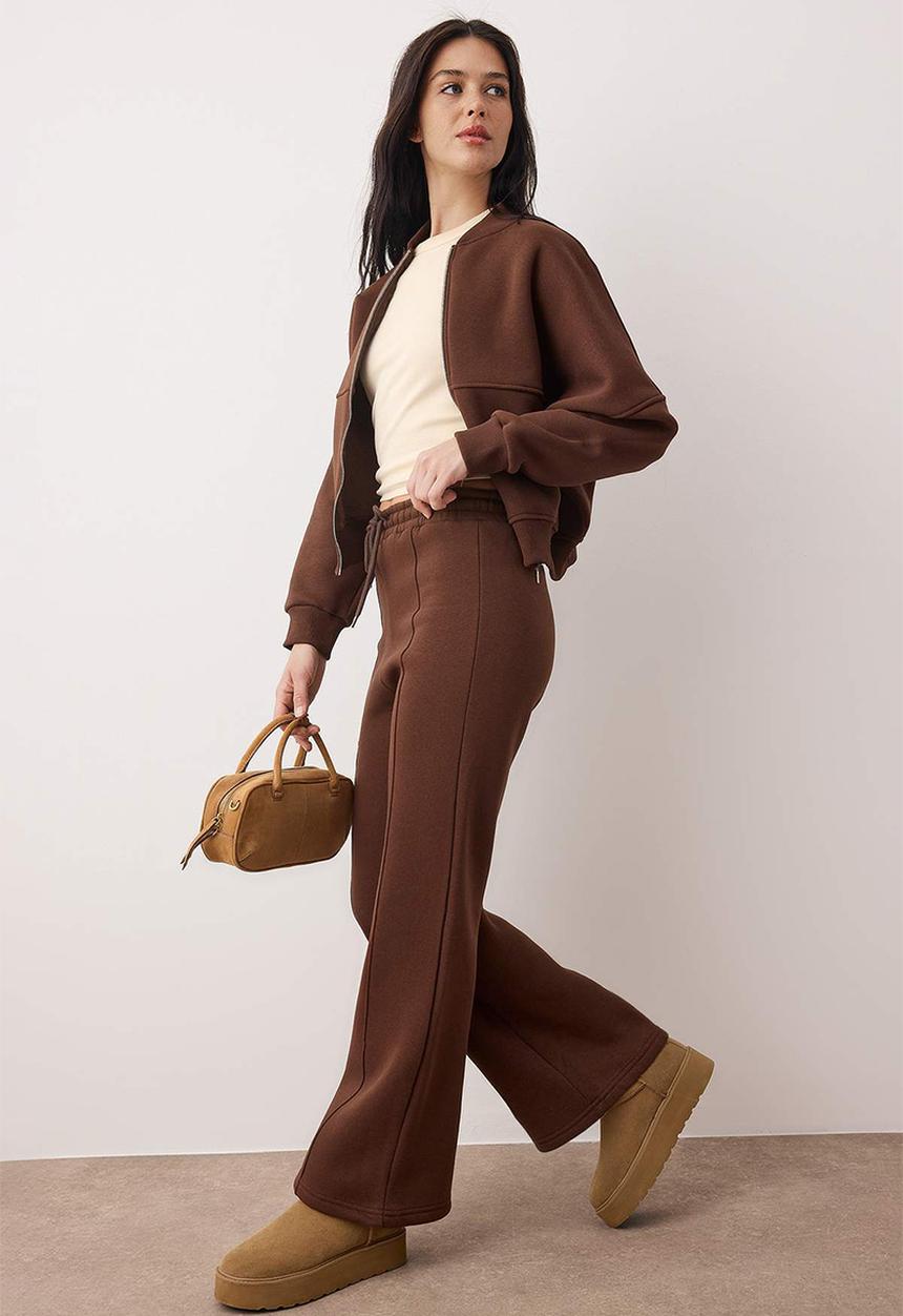 Trendyol - Knitted Tracksuit Set - Dark Brown