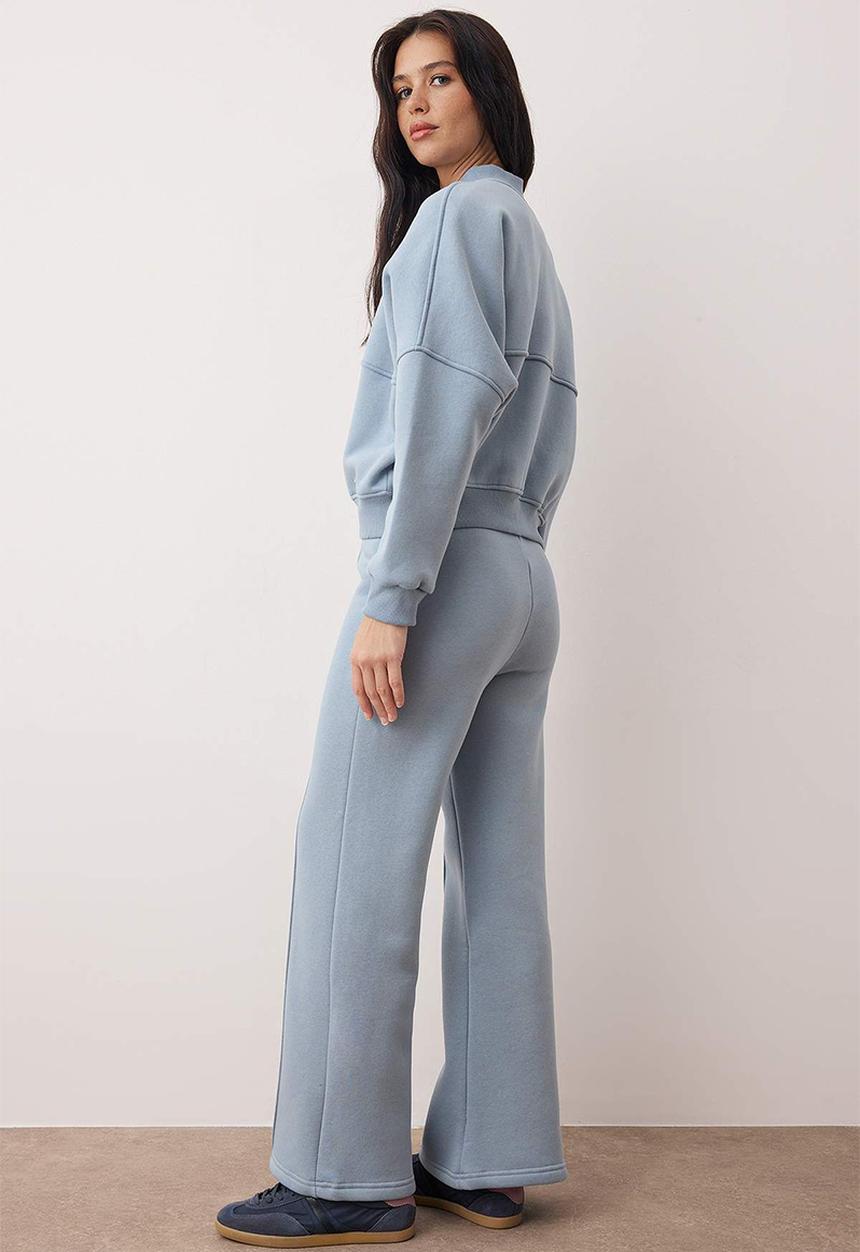Trendyol - Wide Leg Knitted Tracksuit Set - Blue