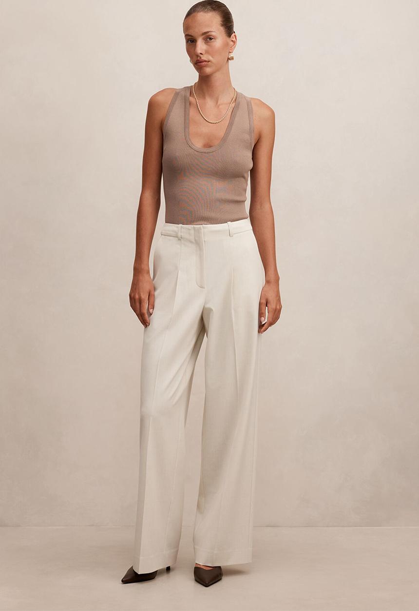 Tessa wide leg pants in cream suit
