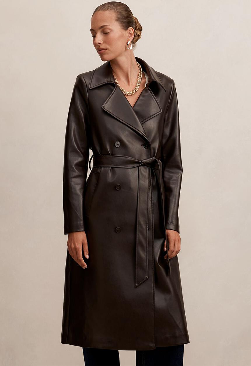 Forever New - Sabina pu trench coat in dark chocolate