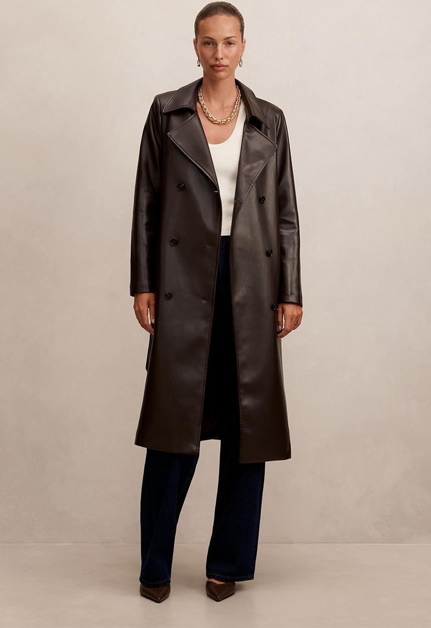 Forever New - Sabina pu trench coat in dark chocolate