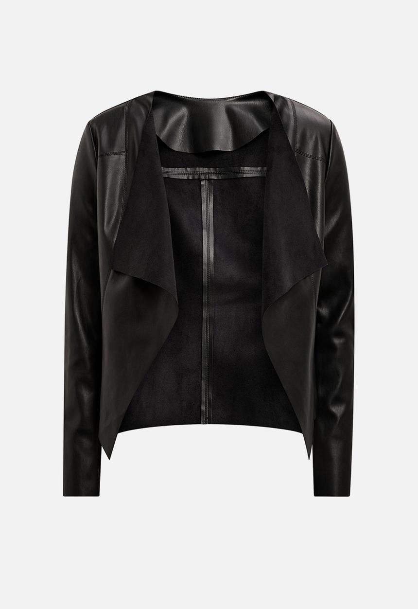 Forever New - Chloe pu waterfall jacket in black