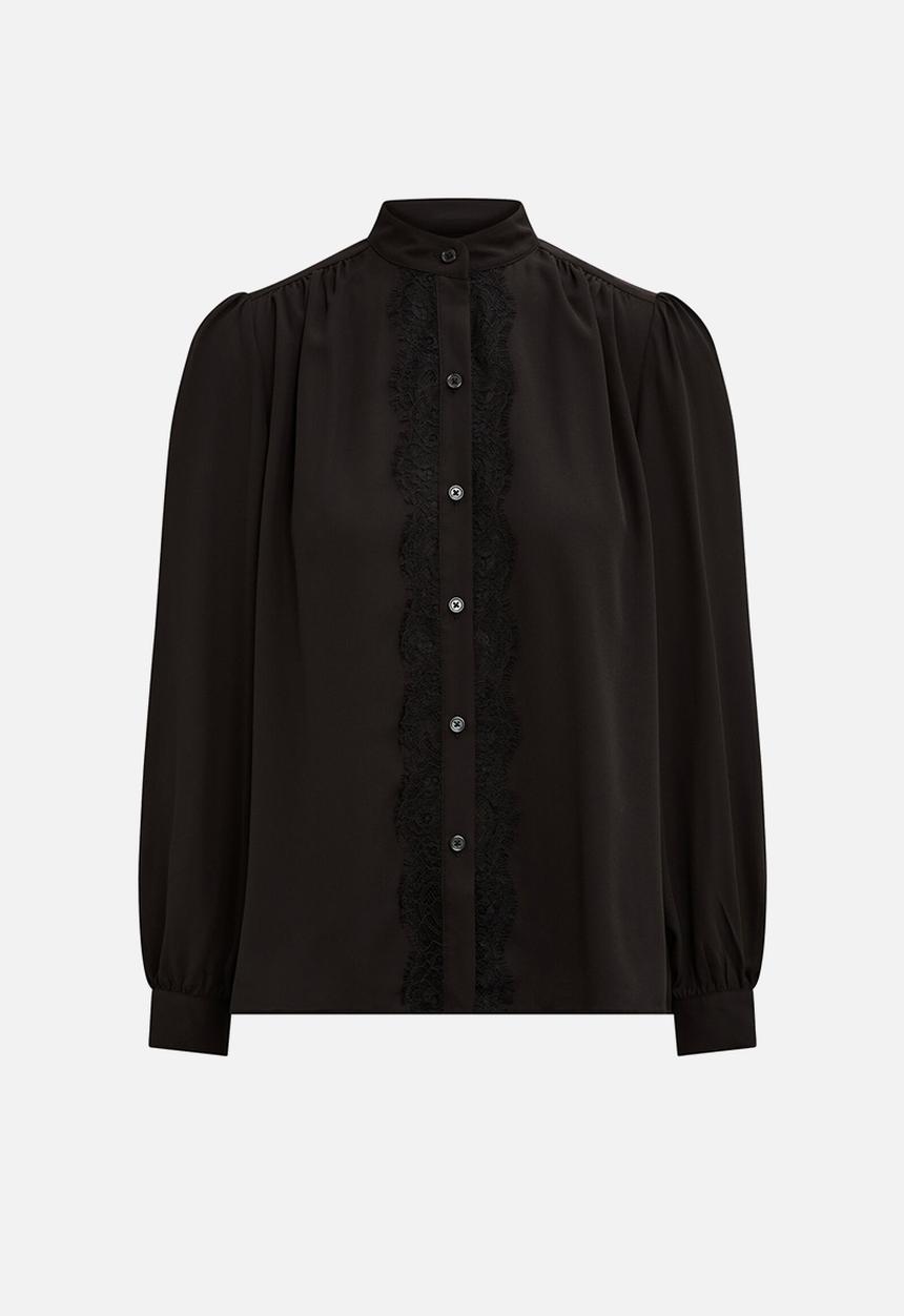 Forever New - Poppy lace trim blouse in black