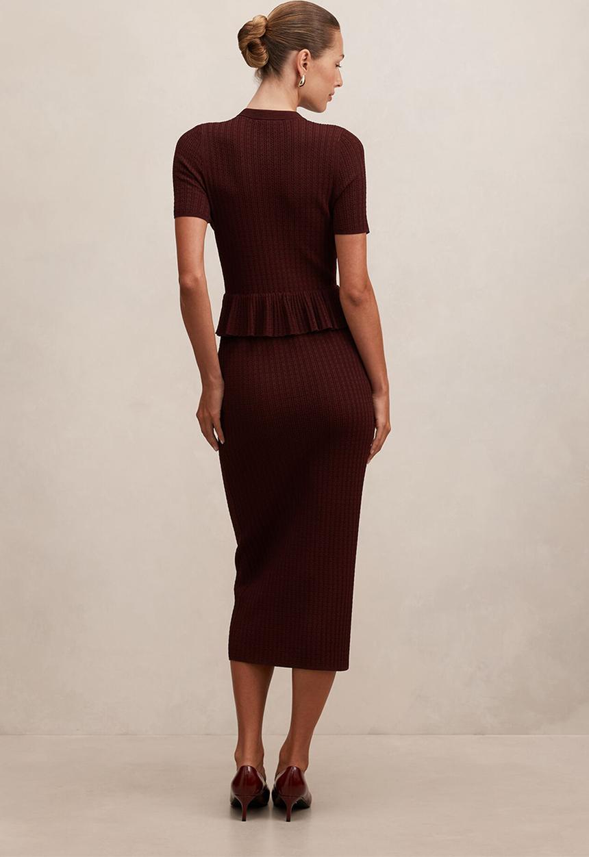 Forever New - Tahlina stitch interest midi dress in vintage merlot