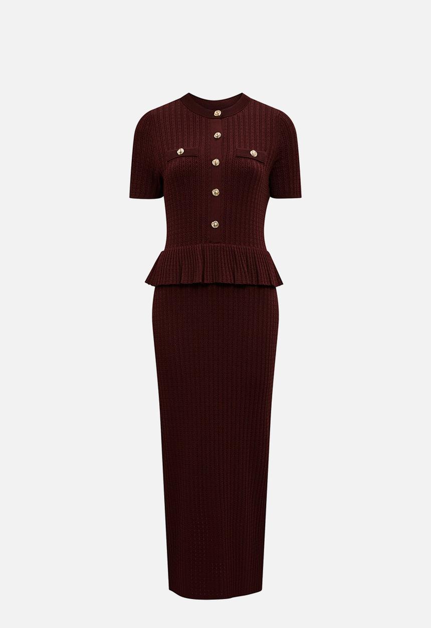 Forever New - Tahlina stitch interest midi dress in vintage merlot