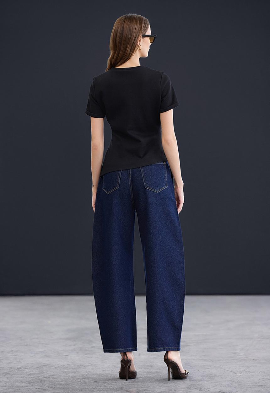 Trendyol - High Waist Baggy Jeans - Dark Blue