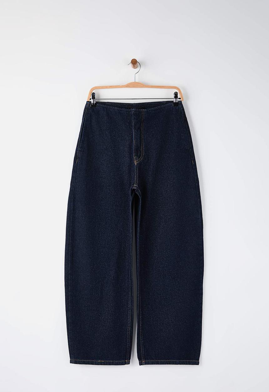 Trendyol - High Waist Baggy Jeans - Dark Blue