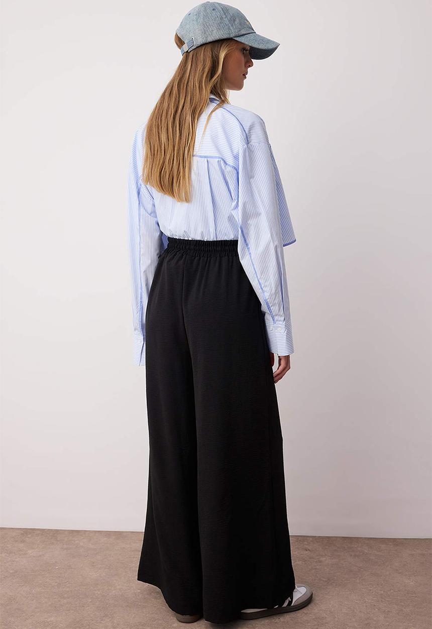 Trendyol - Wide Leg Woven Trousers - Black