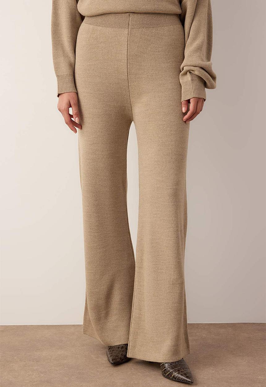 Trendyol - Boat Neck Sweater-Pants Knitwear Bottom-Top Set - Mink