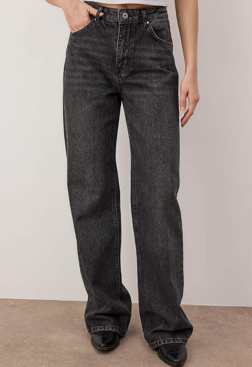 Trendyol - High Waist Wide Leg Jeans - Black