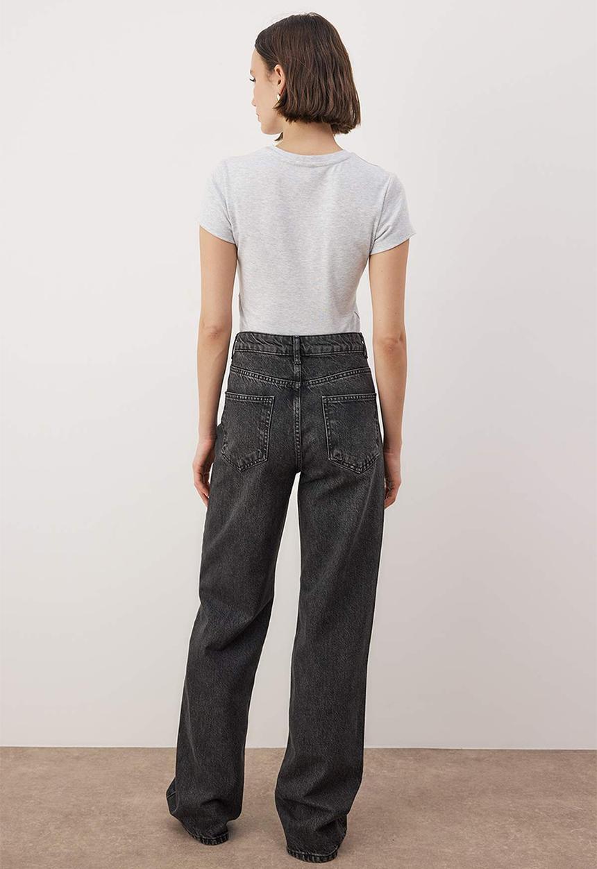 Trendyol - High Waist Wide Leg Jeans - Black