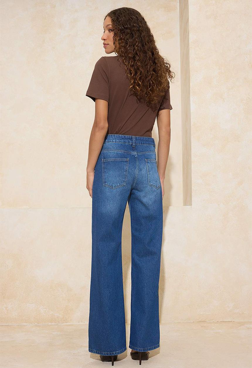 Trendyol - Wide Leg Jeans - Dark Blue
