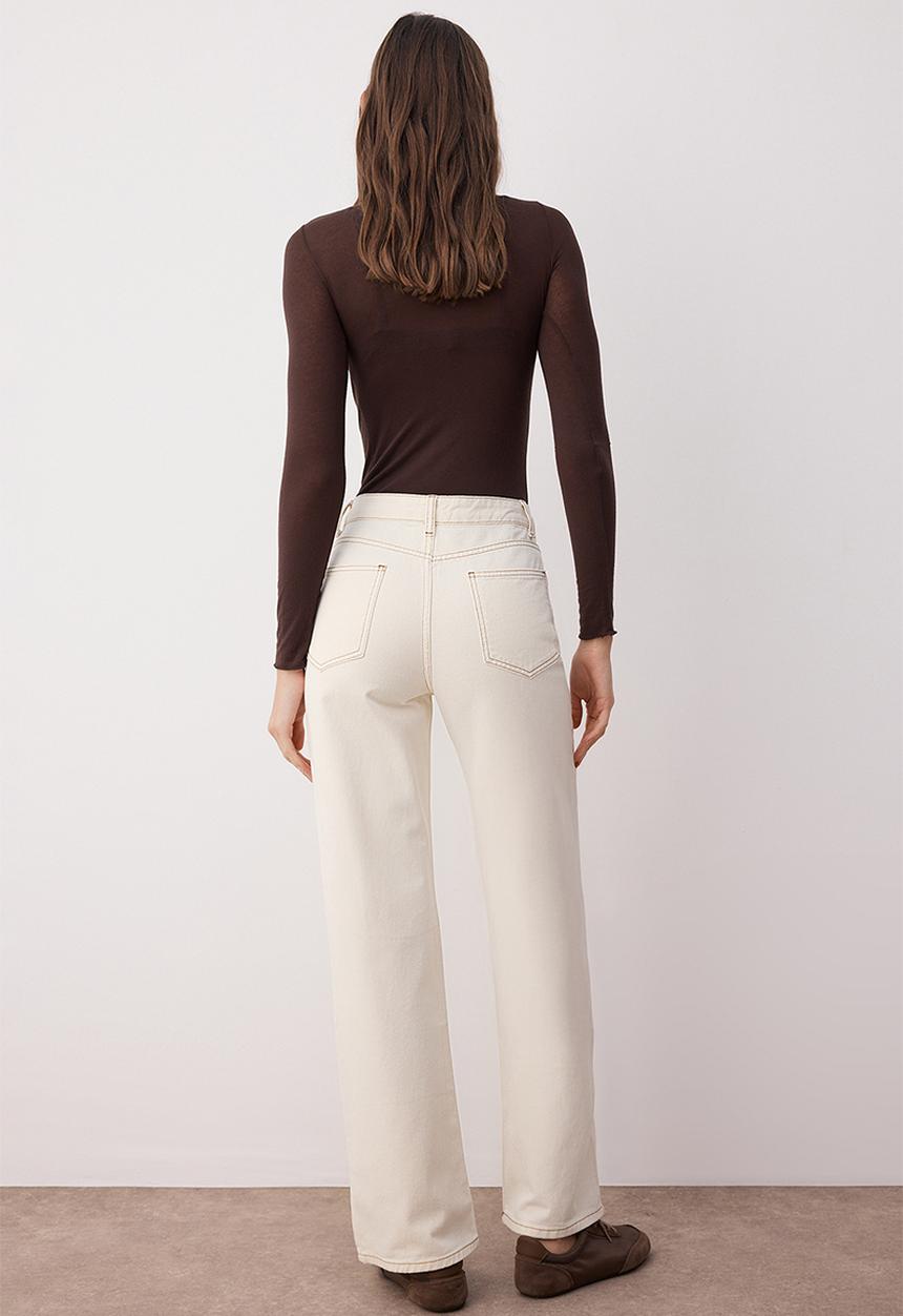 Trendyol - Wide Leg Jeans - Ecru
