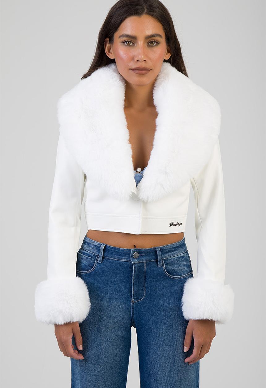 SISSY BOY - Vikki Faux Fur Jacket  - White