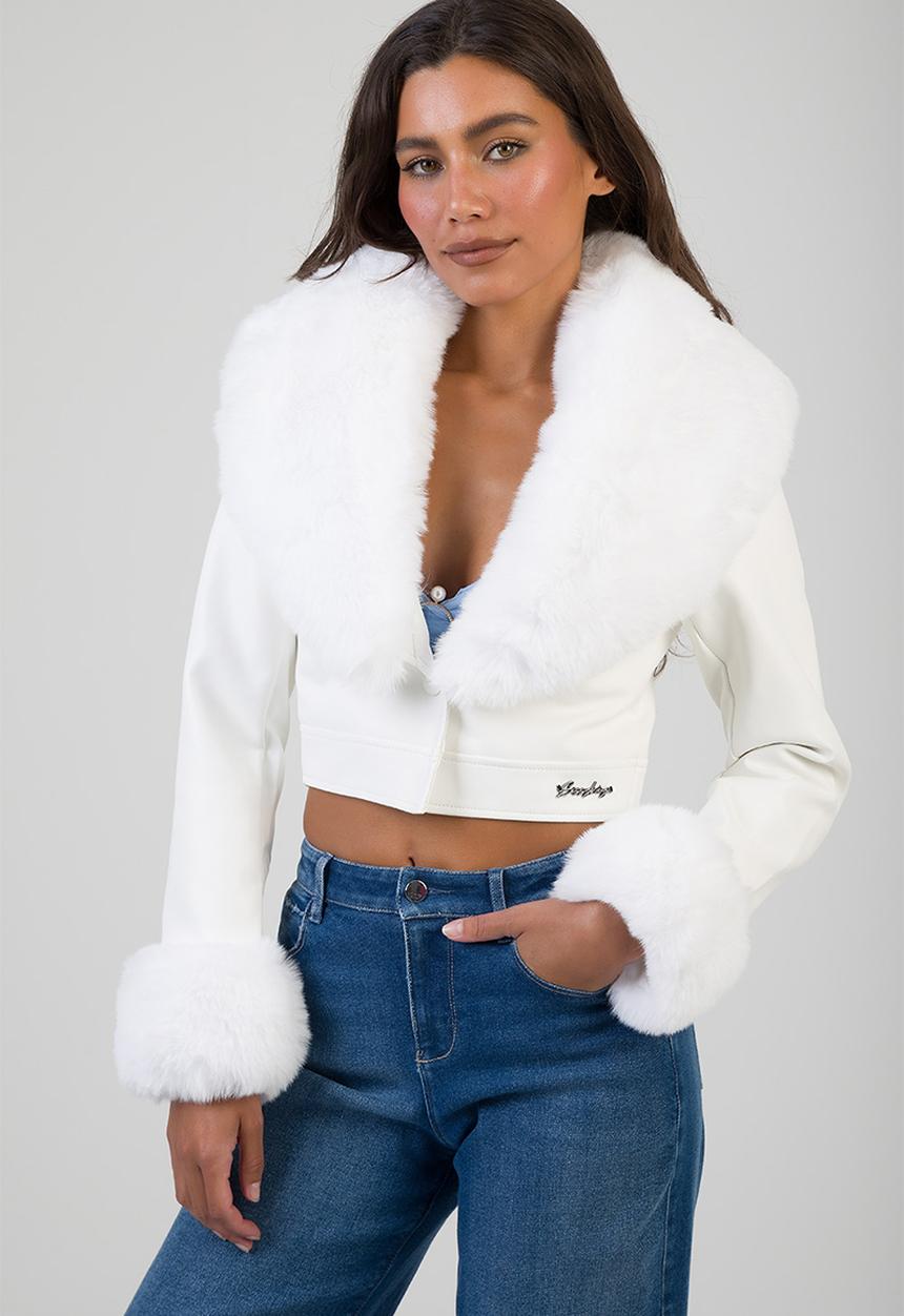 SISSY BOY - Vikki Faux Fur Jacket  - White