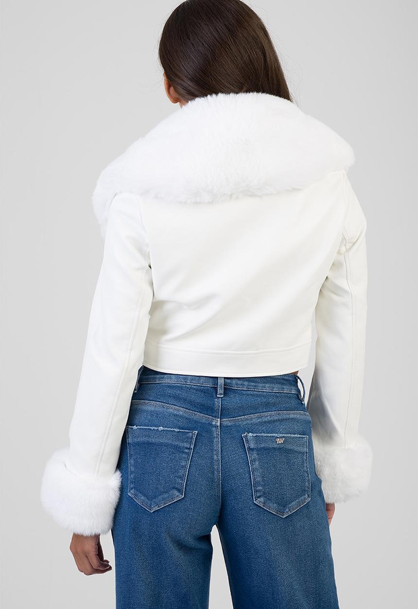 SISSY BOY - Vikki Faux Fur Jacket  - White