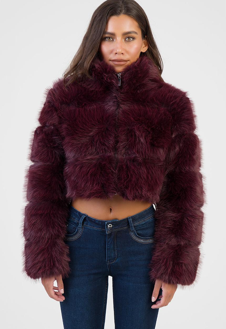 SISSY BOY - Time To Escape Faux Fur Jacket - Burgundy