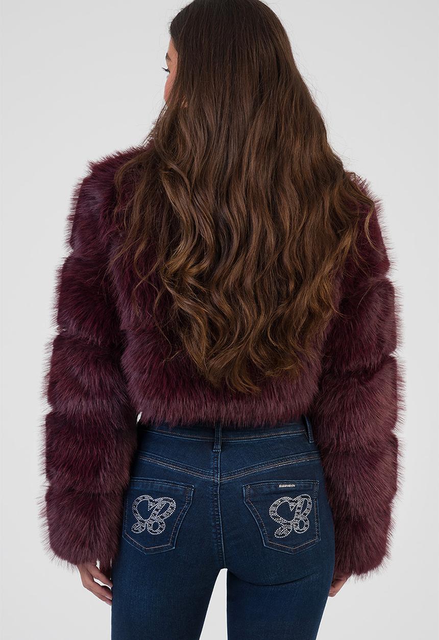 SISSY BOY - Time To Escape Faux Fur Jacket - Burgundy