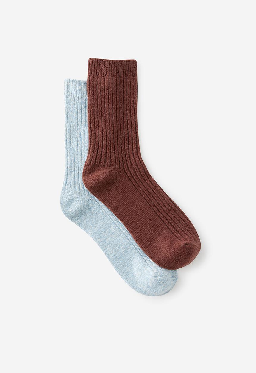 Rubi - Cosy crew sock 2pk - dark oak/iced marine marle