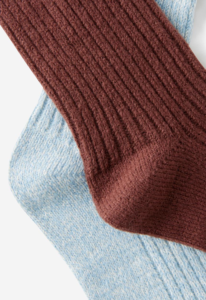 Rubi - Cosy crew sock 2pk - dark oak/iced marine marle
