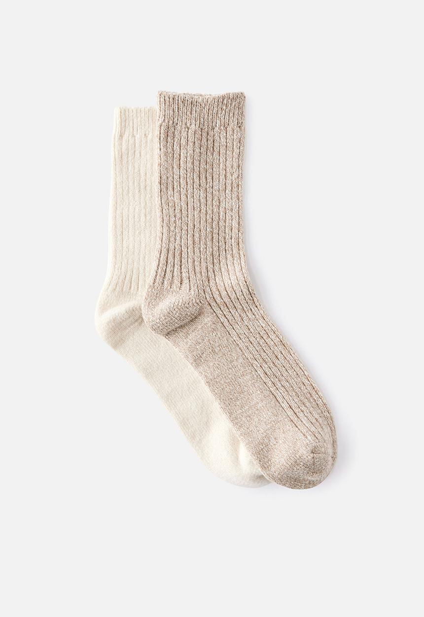 Rubi - Cosy crew sock 2pk - pearl/chai dust marle