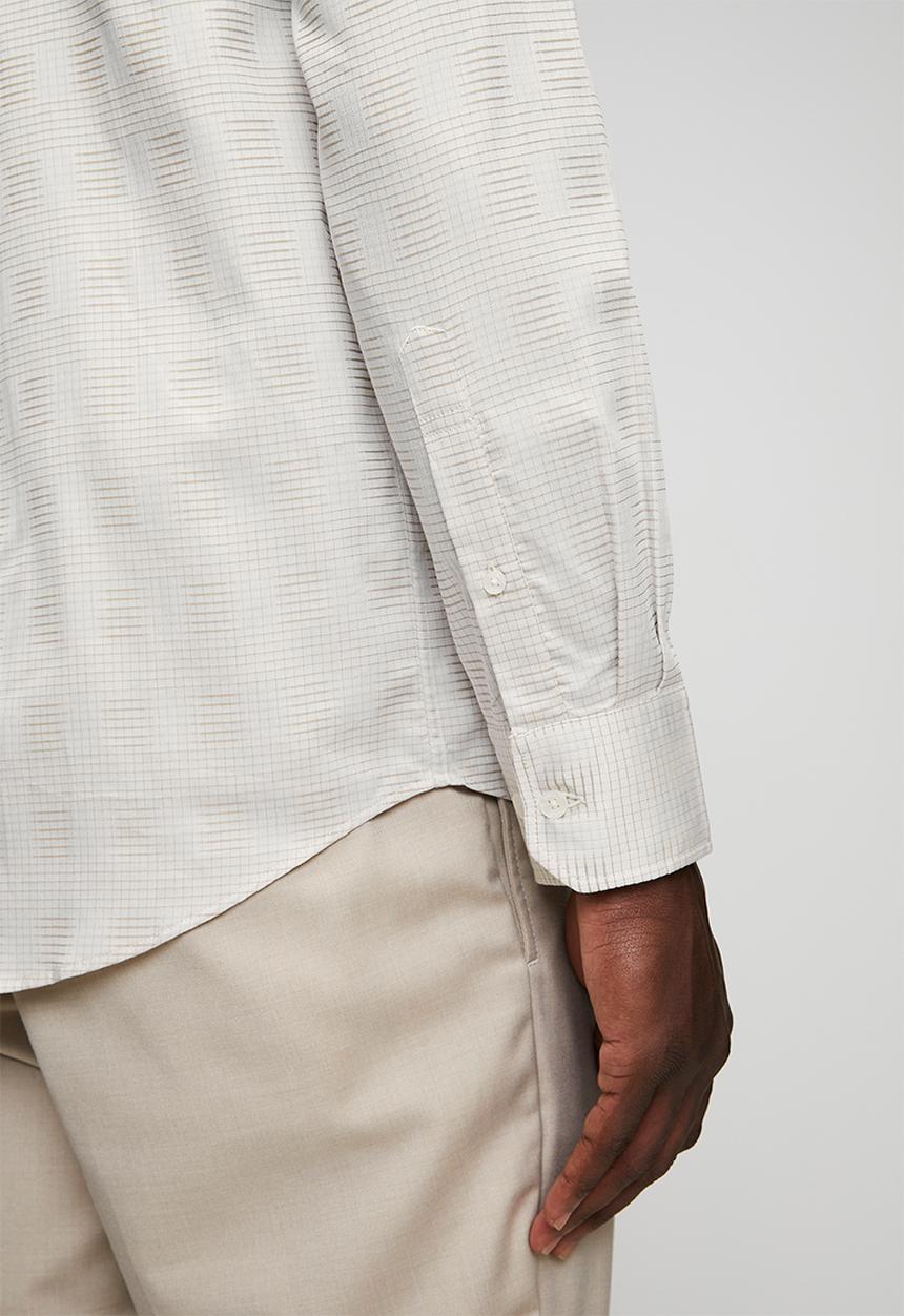 POLO - Jackson Dobby Tonal Check Long Sleeve Shirt - Stone