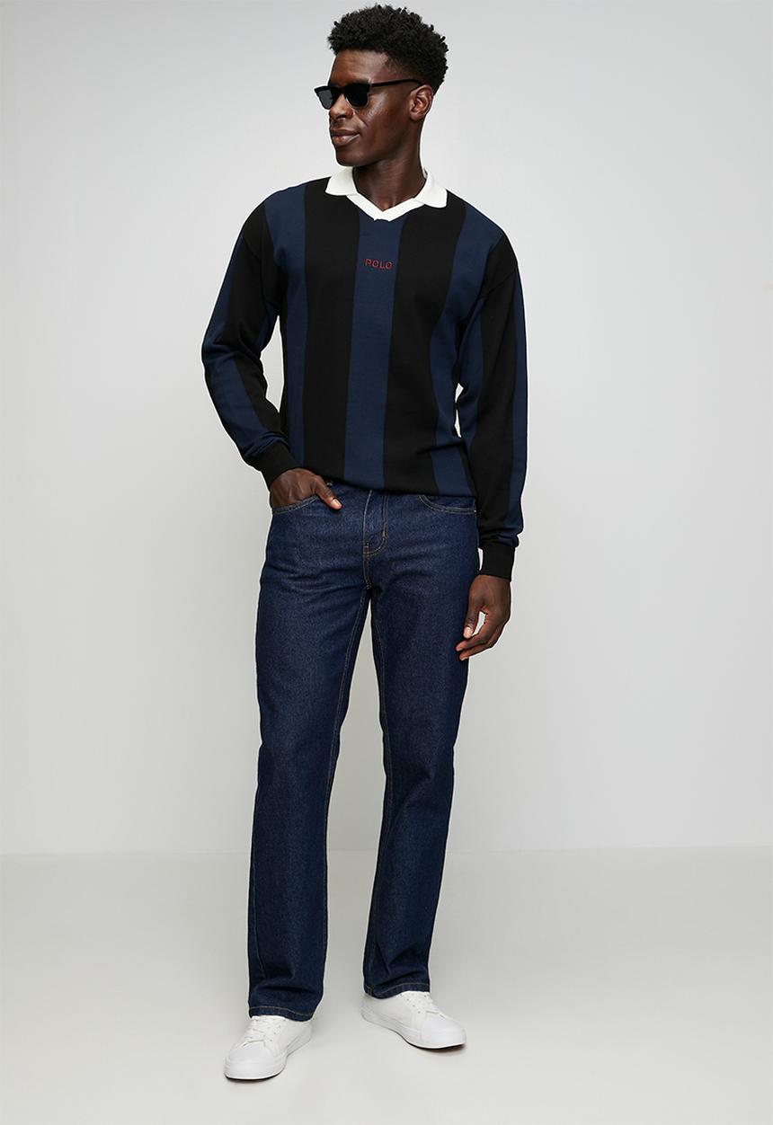 POLO - Moroka Sport Long Sleeve Polo Knit Top - Dark Navy