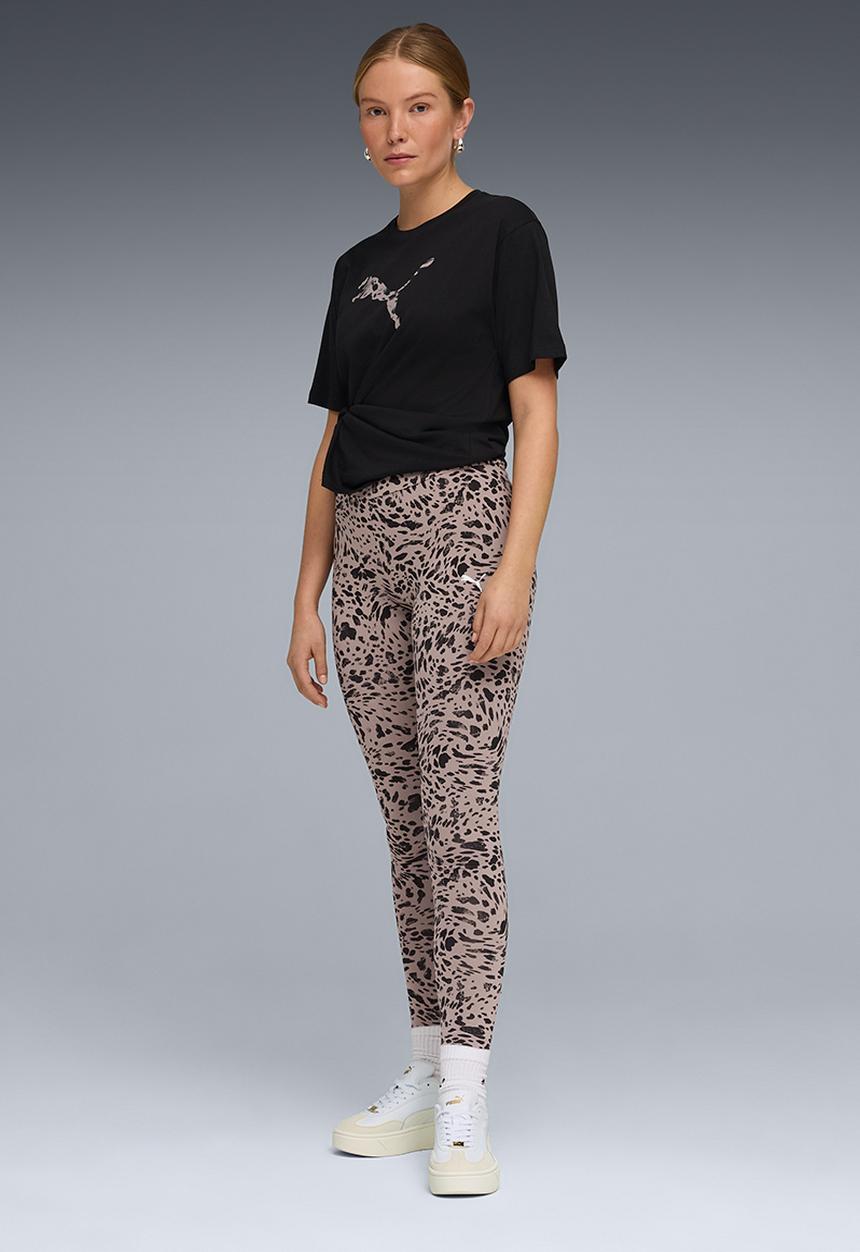 PUMA - Ess Graphic Animal Mid-Rise Aop Leggings - Sandstone