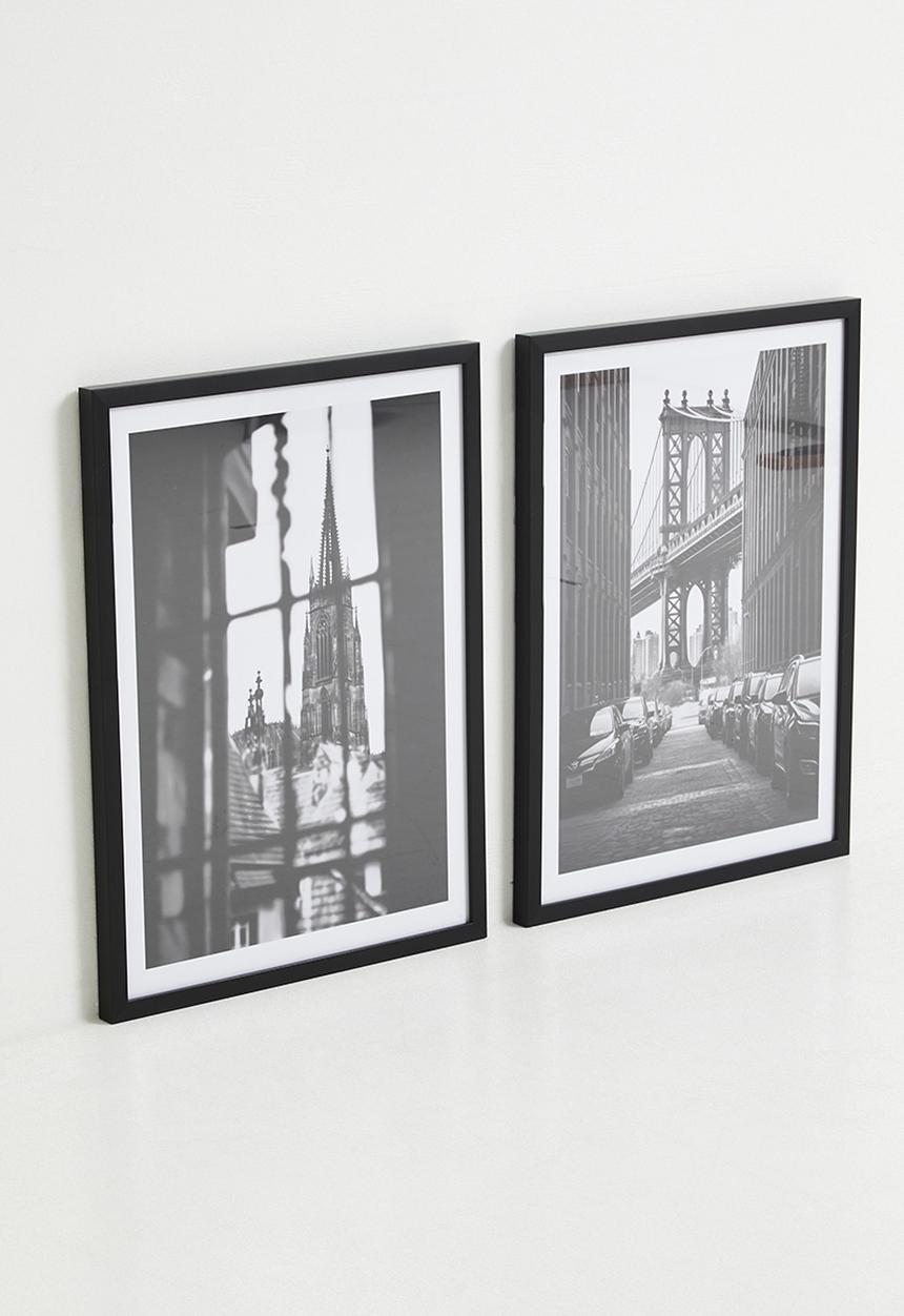 Sixth Floor - Greyscale Vista  Set of 2 - Black Frame
