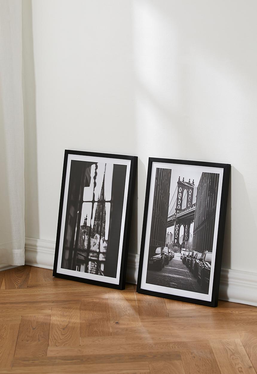 Sixth Floor - Greyscale Vista  Set of 2 - Black Frame