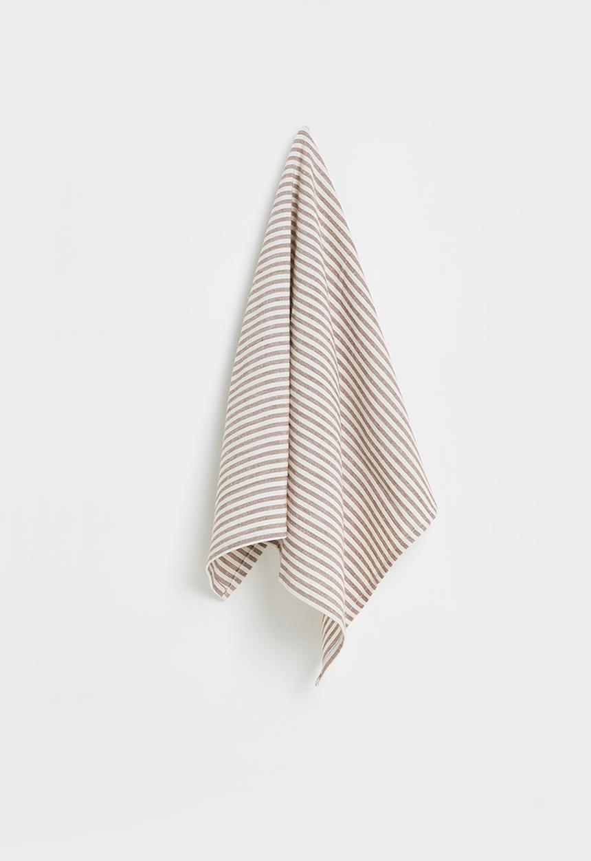 Excellent Houseware - Stripe kitchen towel set of 3 - Choc