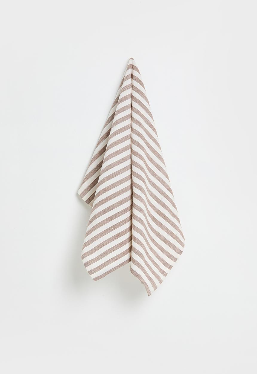 Excellent Houseware - Stripe kitchen towel set of 3 - Choc