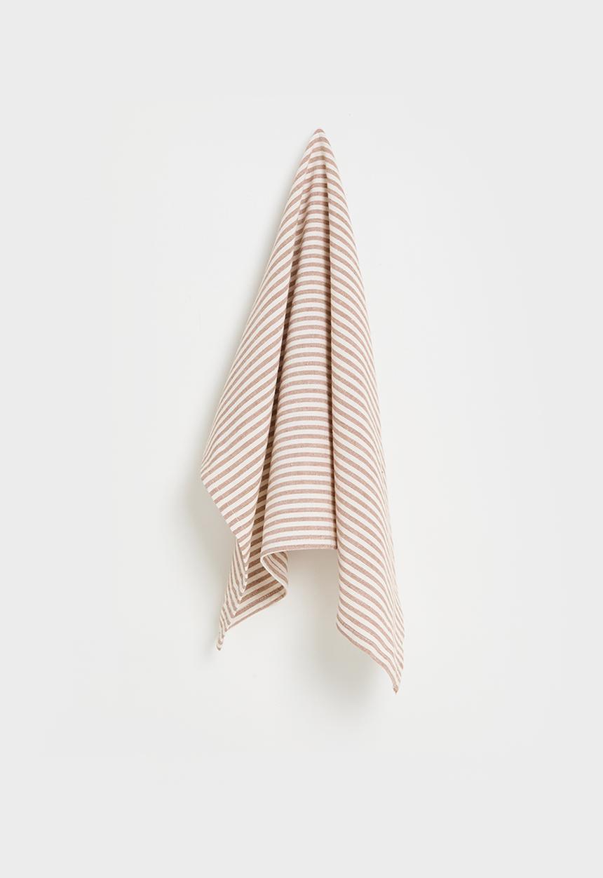 Excellent Houseware - Stripe kitchen towel set of 3 - Sand