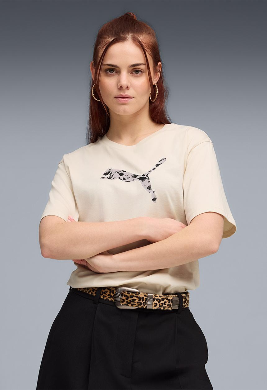 PUMA - Ess Graphic Animal Relaxed Tee W Alpine - Alpine Snow