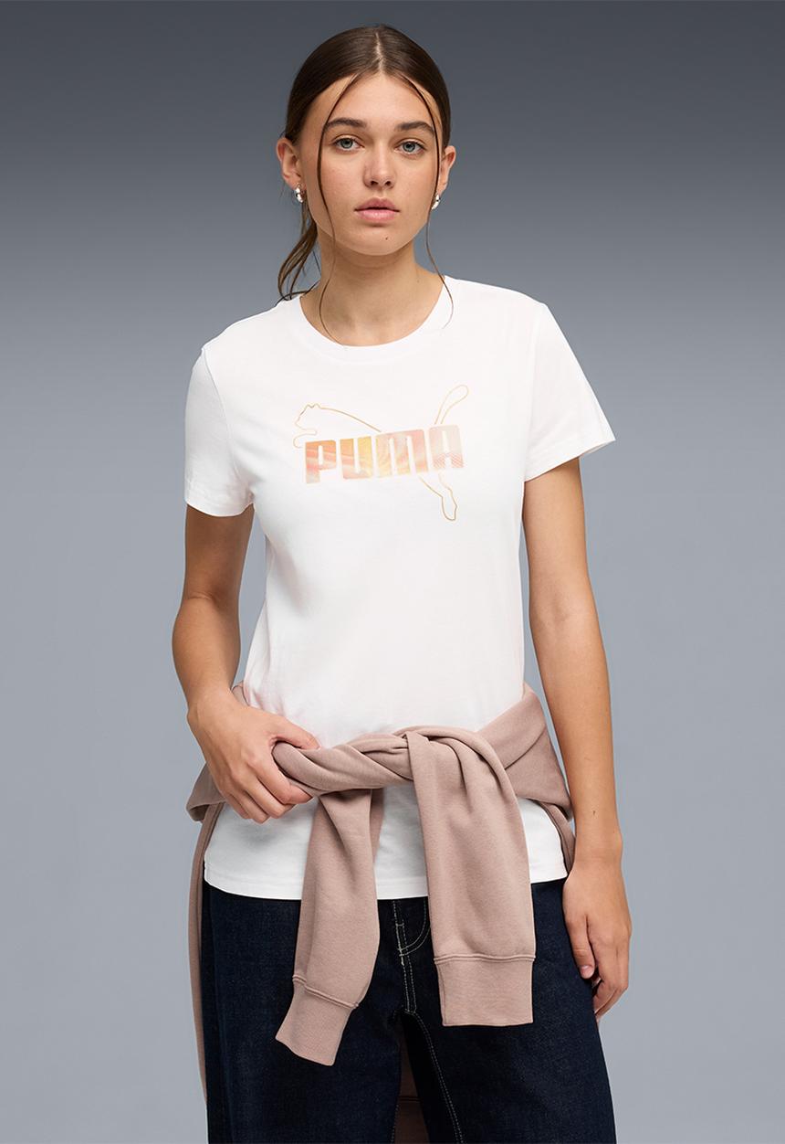 PUMA - Ess Logo Lab Metallic Tee We-P - Puma White-Puma Silver