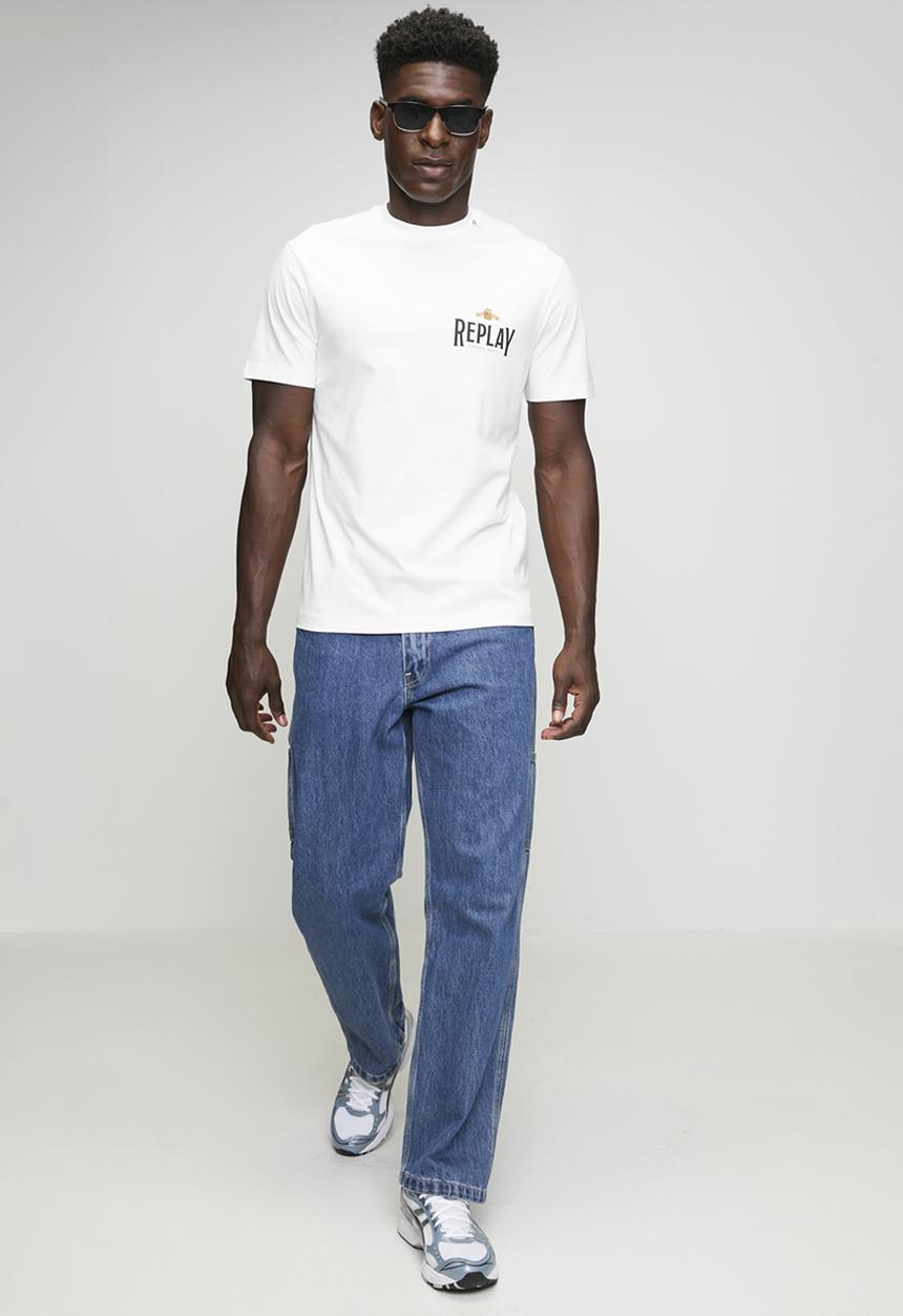 Replay - PIECE DYED HEAVY COTTON JERSEY - Nutral White