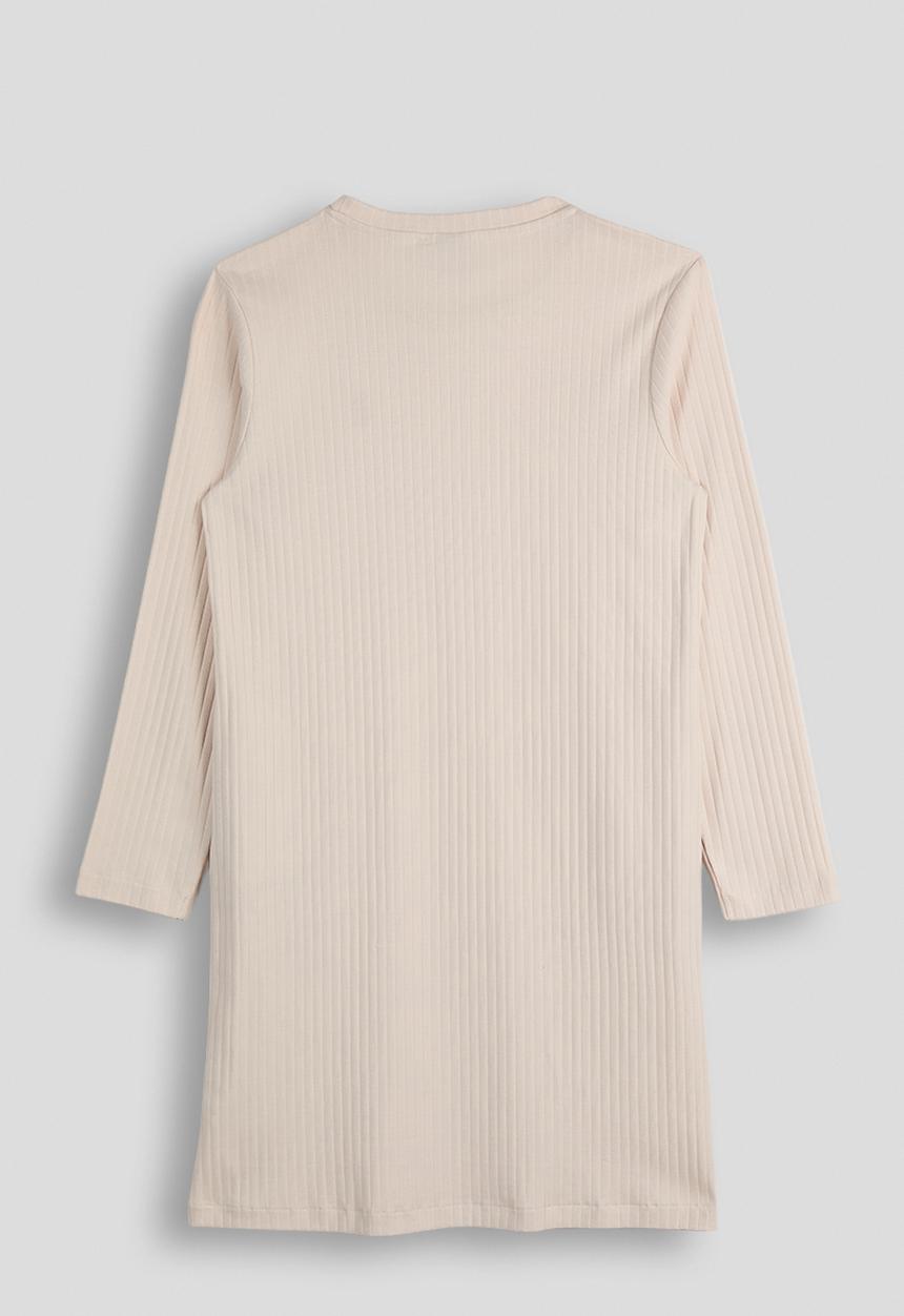POLO - Casey rib ls dress - marshmallow