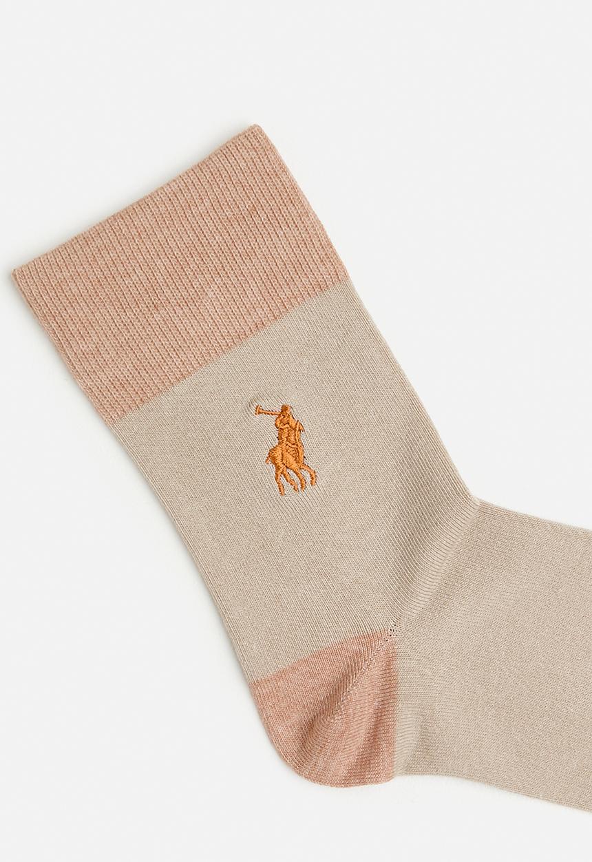 POLO - Polo Contrast Cuff Crew Sock – Stone